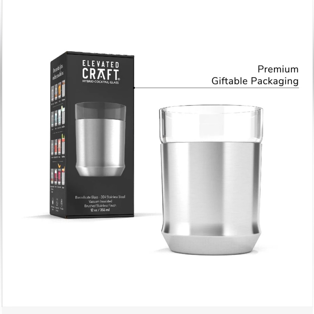 Elevated Craft Hybrid Cocktail Glass 12 oz Stainless Steel BNIB SEALED